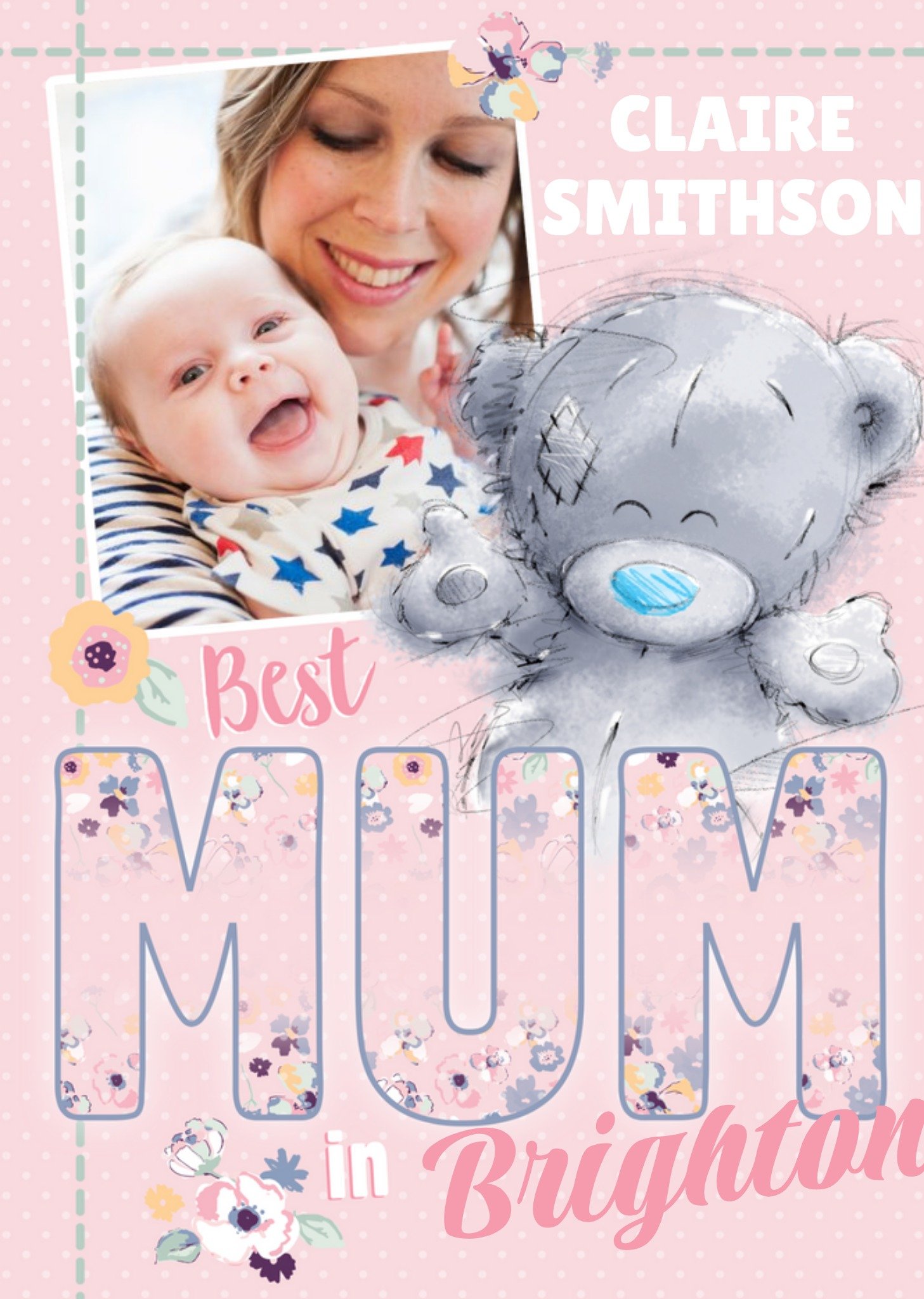 Me To You Mother's Day Card Tatty Teddy Photo Upload Best Mum In Place, Large