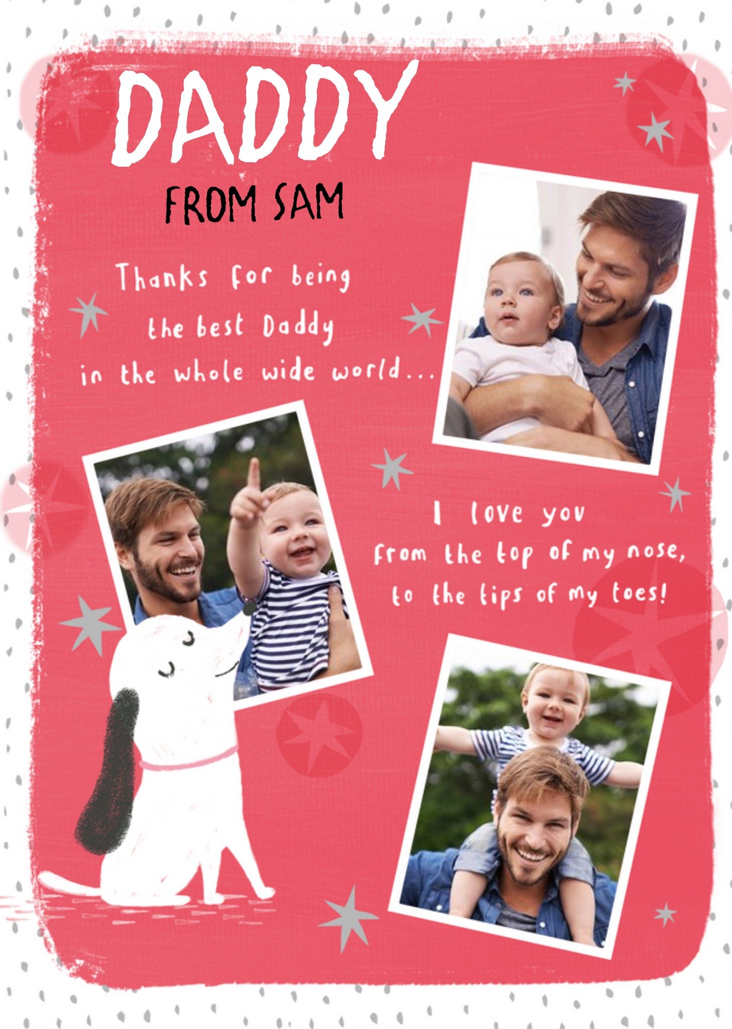 Cute Illustration Daddy From Me Thanks For Being The Best In The Whole Wide World Personalised Card Ecard