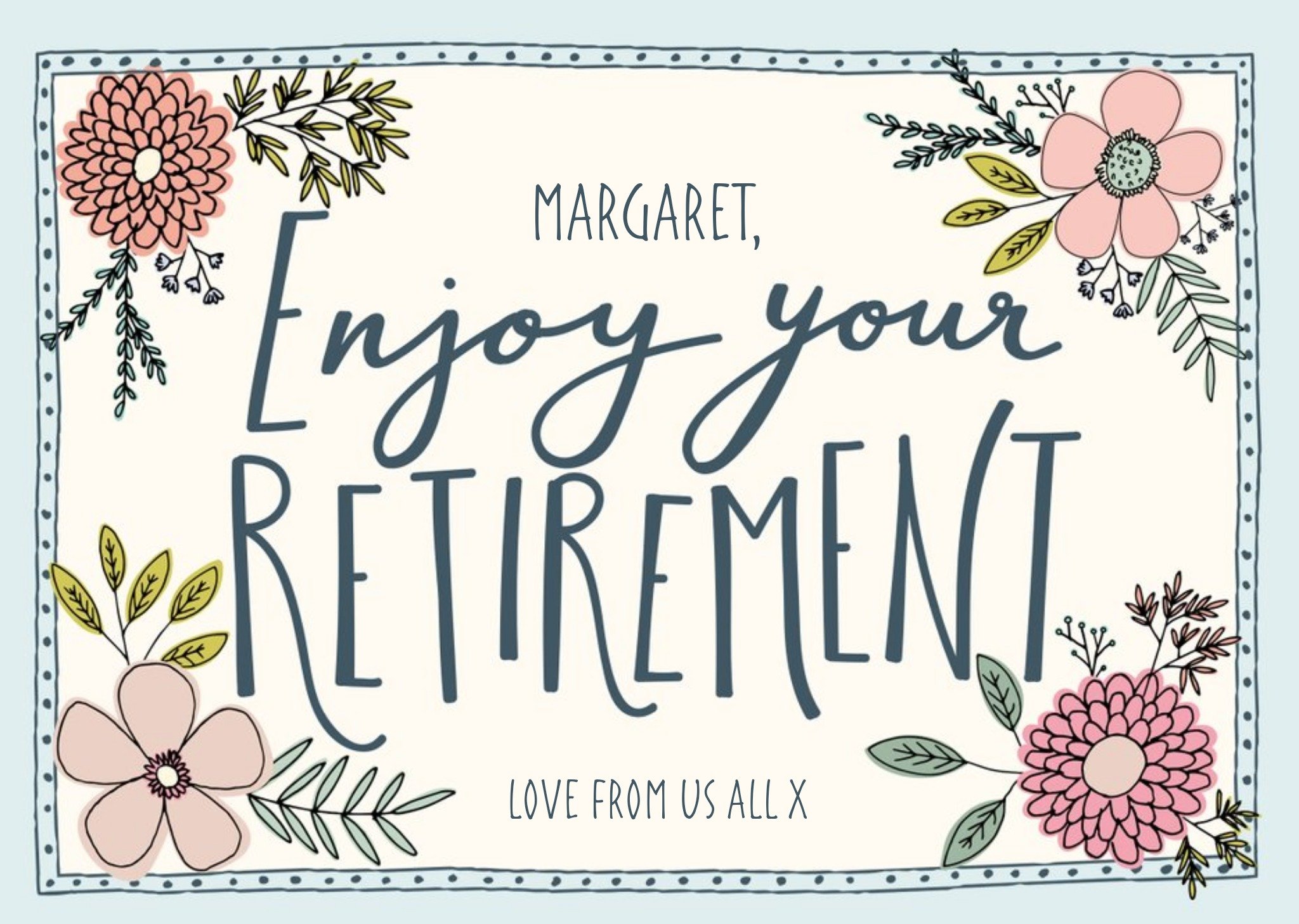 Floral Illustration With Bees Retirement Card