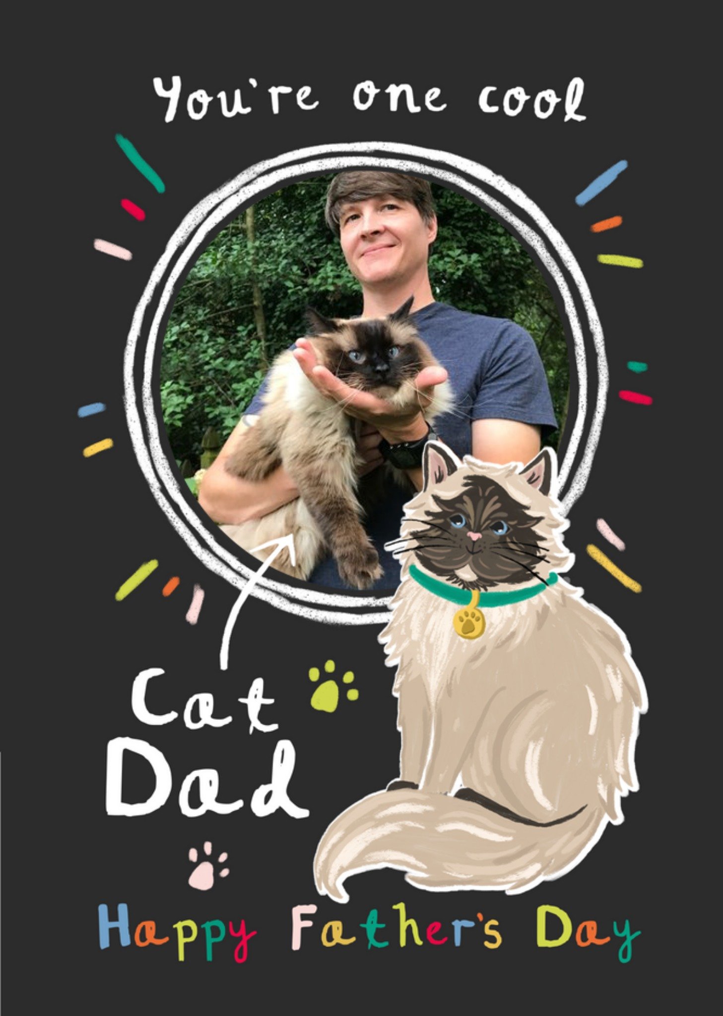 Moonpig You're One Cool Cat Dad Photo Upload Father's Day Card Ecard
