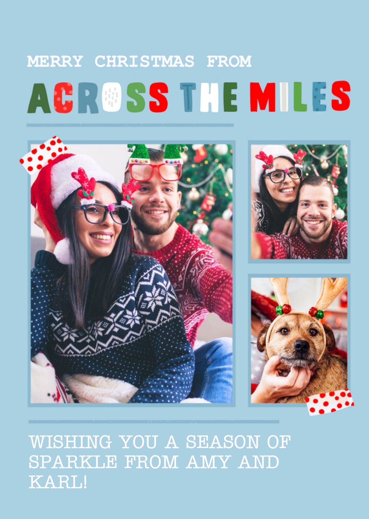 Modern Across The Miles Christmas Photo Upload Card Ecard