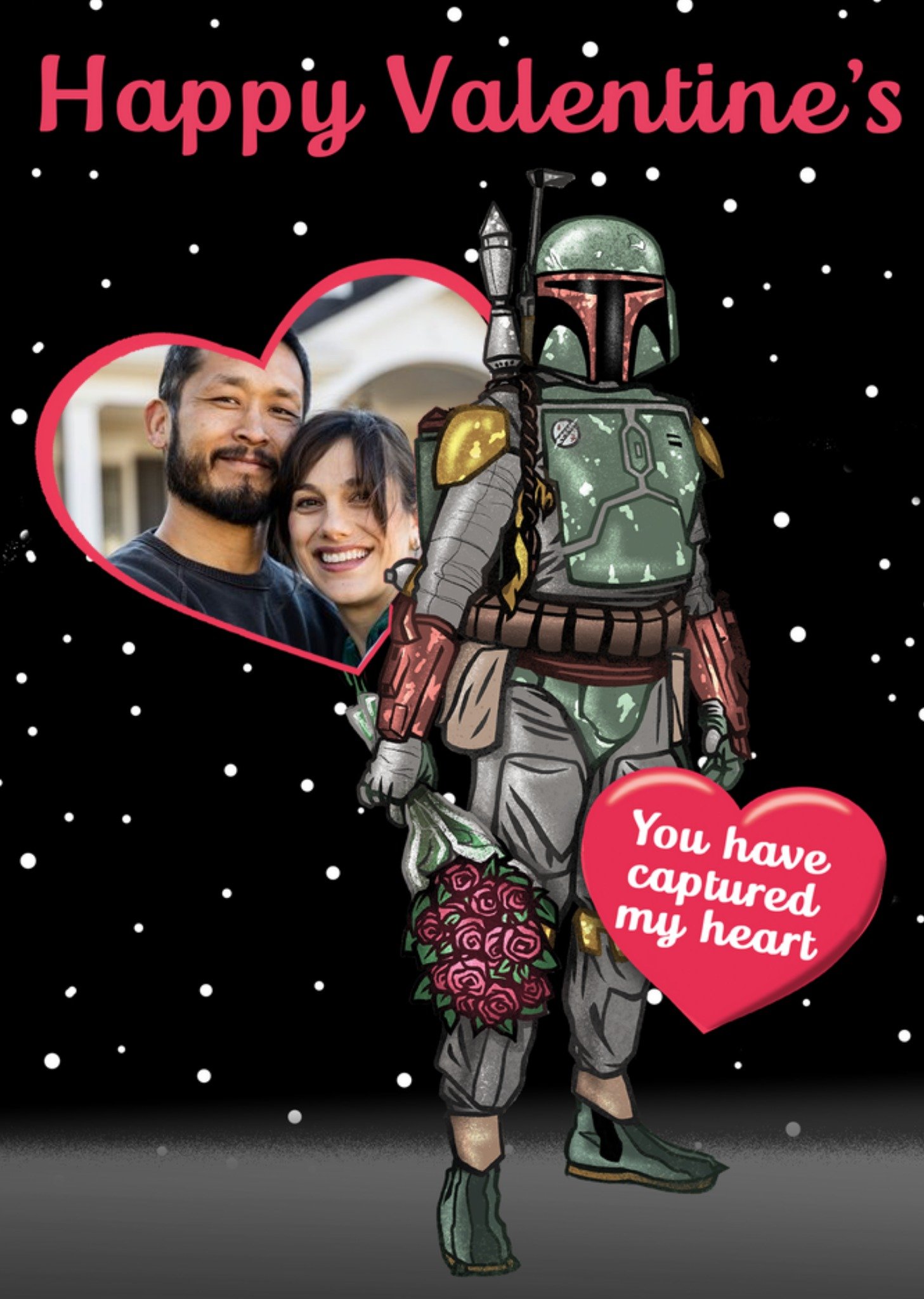 Disney Star Wars Boba Fett Happy Valentines Photo Upload Card, Large