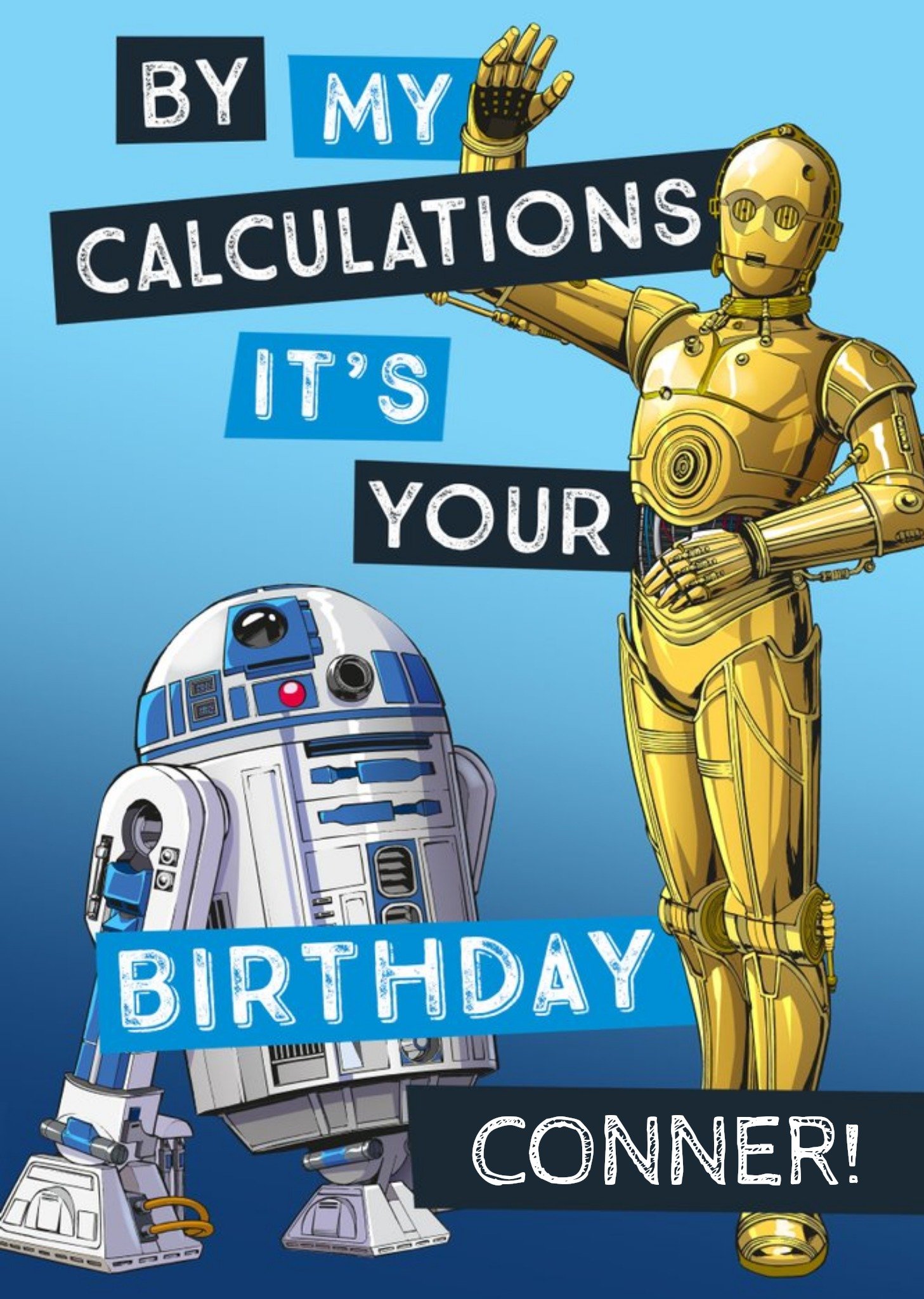 Disney Star Wars Birthday Card - R2D2 - C3Po, Large