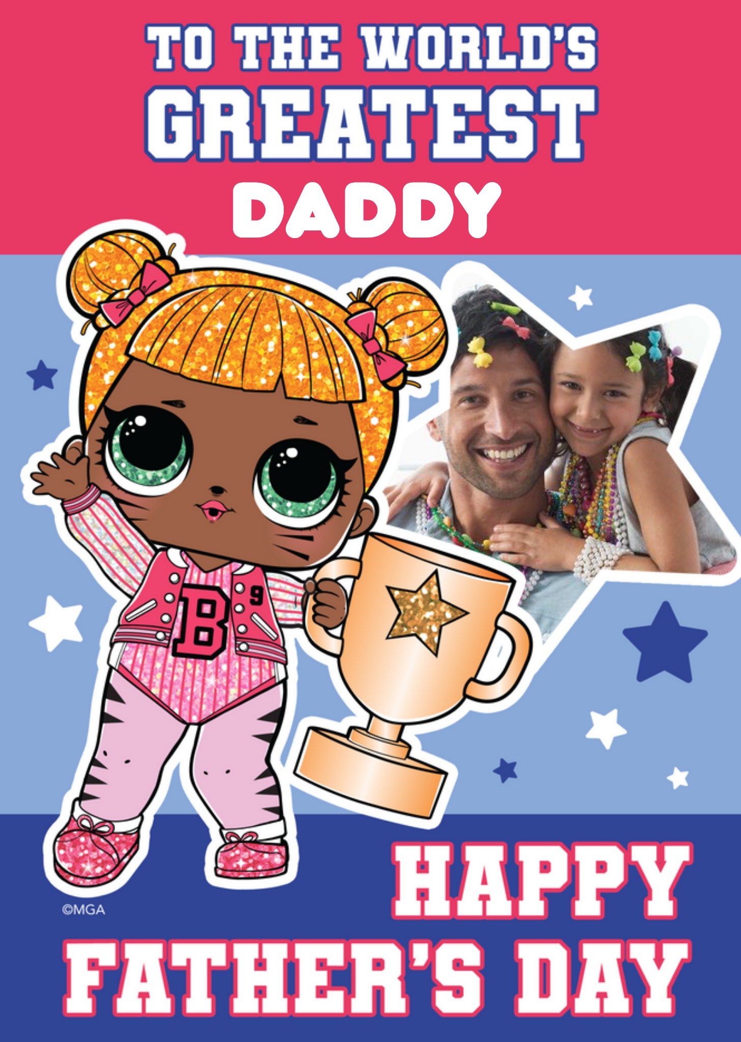 Lol Surprise Baseball Greatest Daddy Photo Upload Father's Day Card