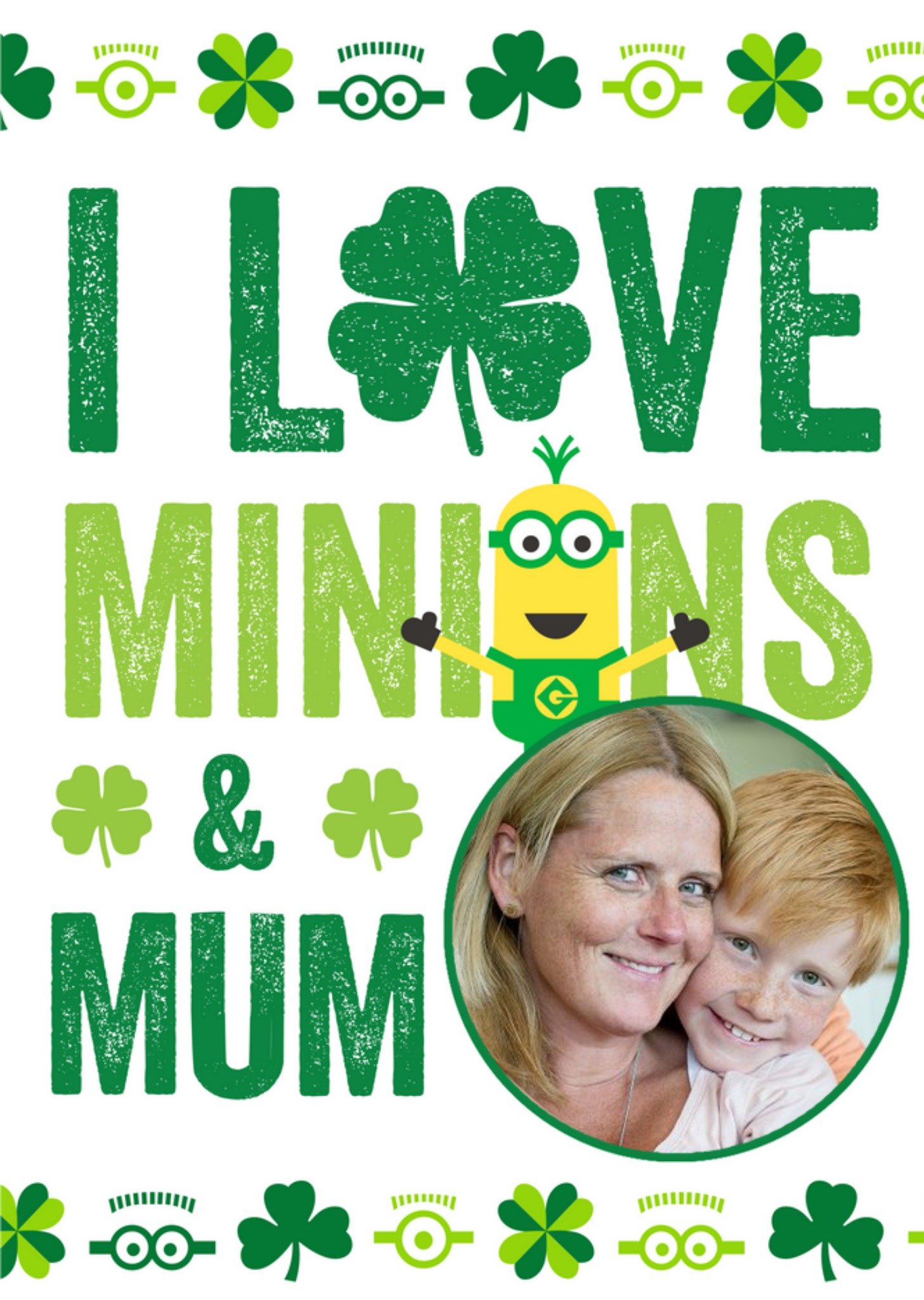 Despicable Me Minions Love Minions & Mum Photo Upload Birthday Card Ecard