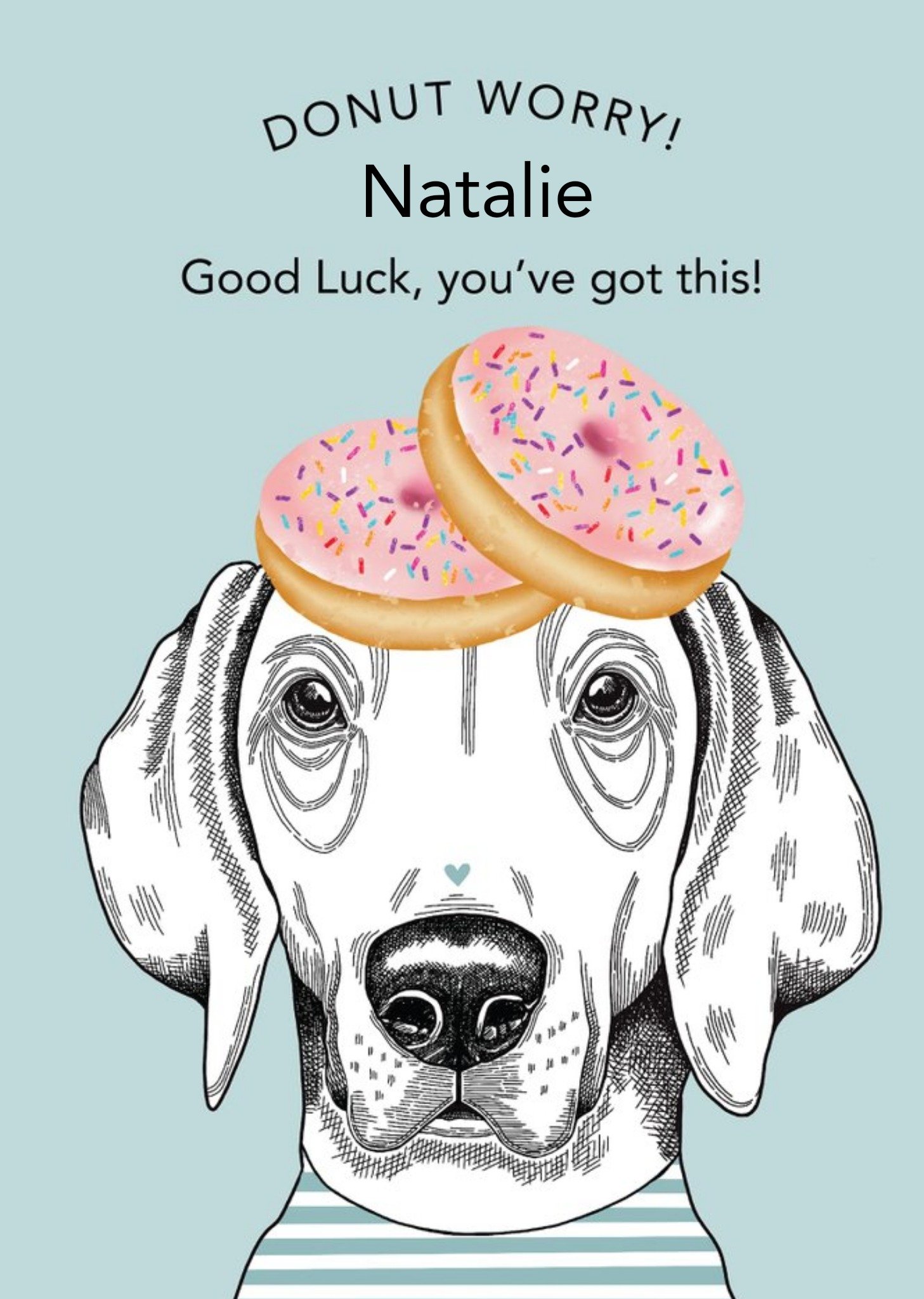 Moonpig Dotty Dog Art Illustrated Dachshund Dog Good Luck Card, Large