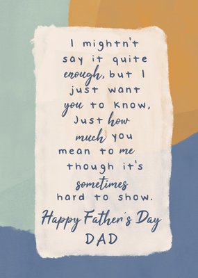 You Mean So Much To Me Sentimental Verse Fathers Day Card