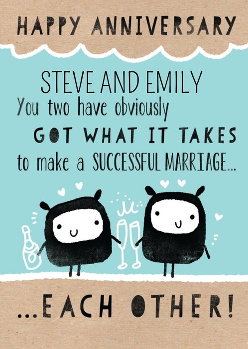 You Two Have What It Takes Cute Personalised Happy Anniversary Card