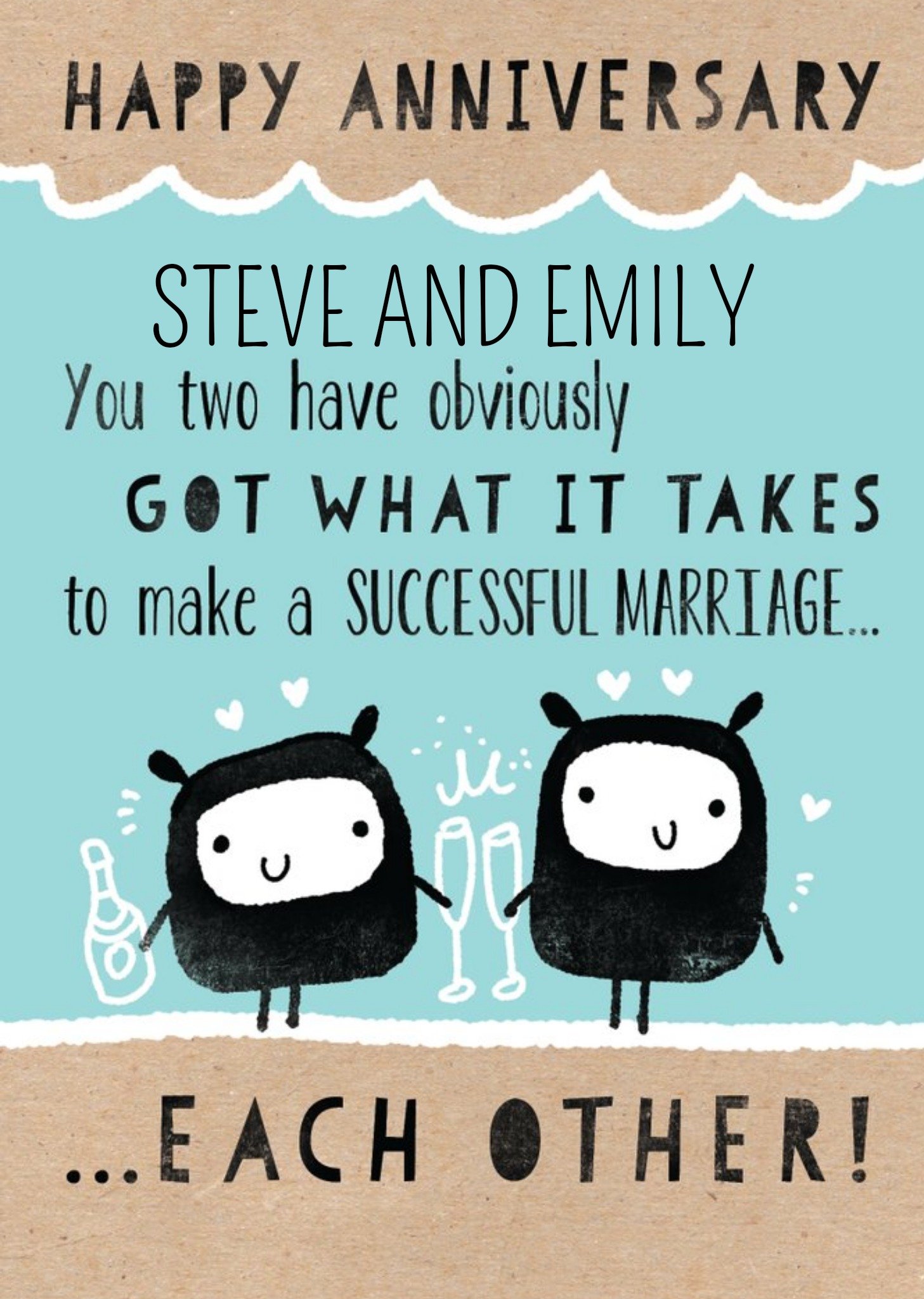 Moonpig You Two Have What It Takes Cute Personalised Happy Anniversary Card Ecard