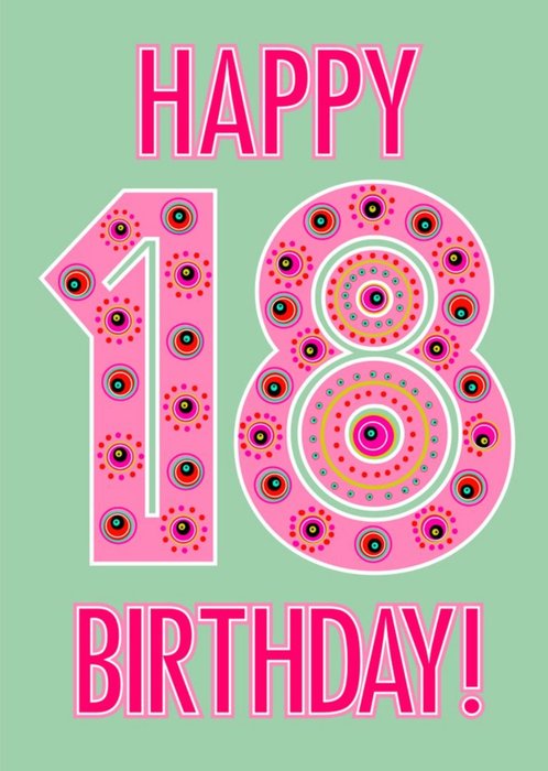 Papagrazi Bright Typographic 18th Colourful Birthday Card