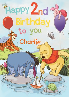 Disney Winnie The Pooh Happy 2Nd Birthday Personalised Card