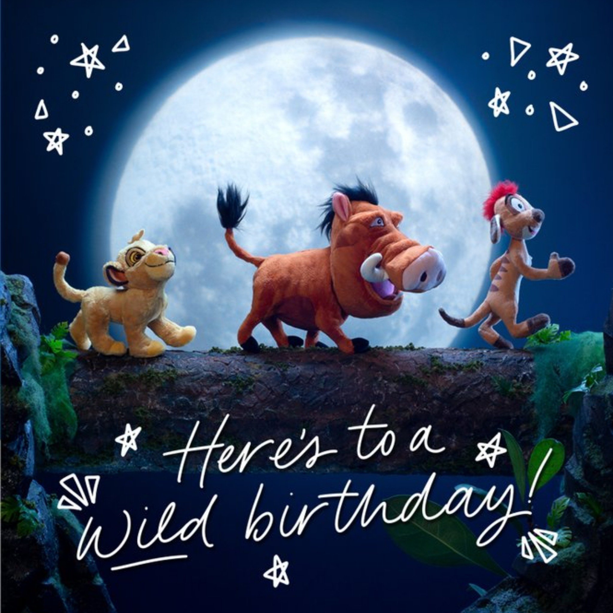 Cute Disney Plush Lion King Wild Birthday Card, Square