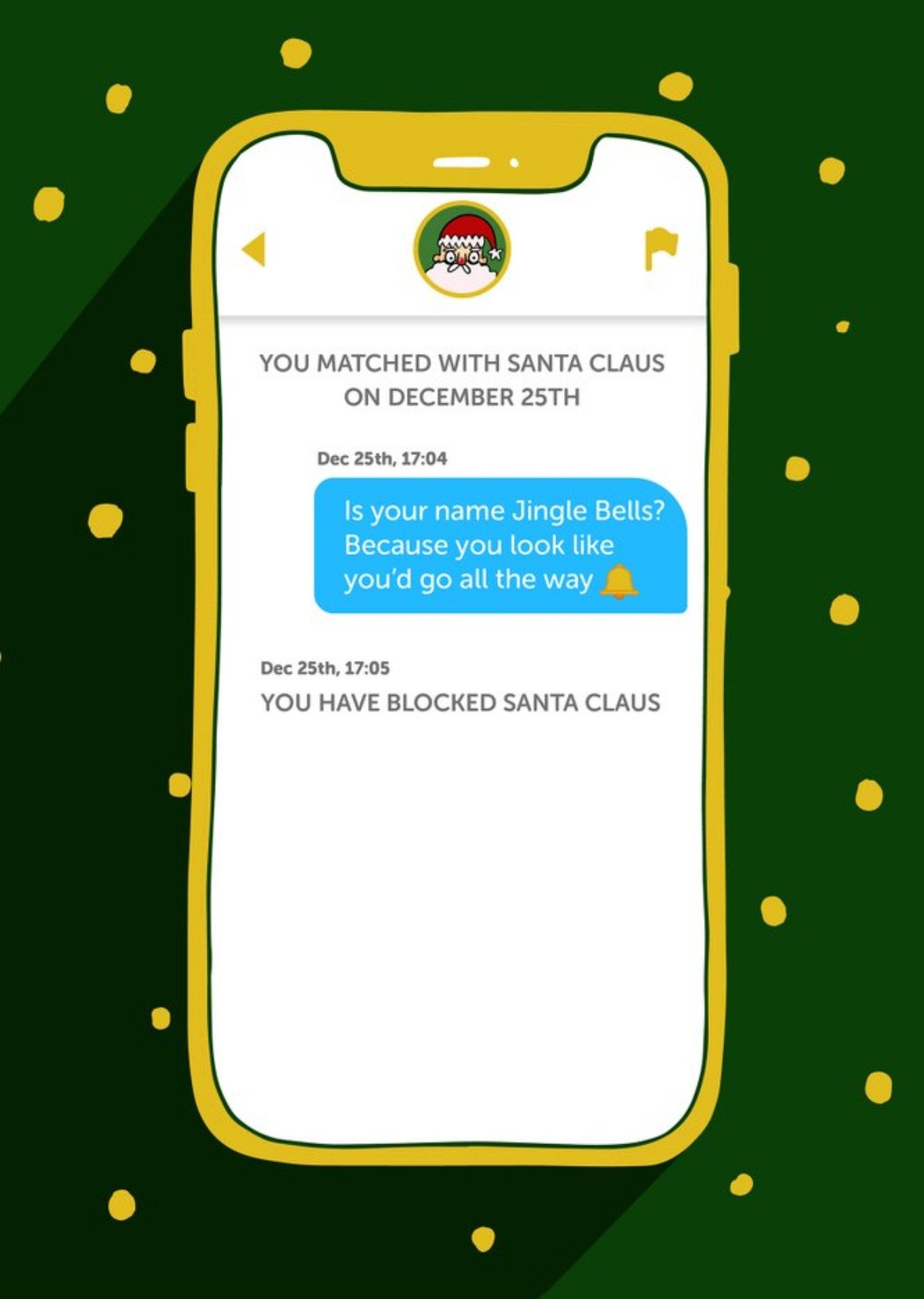 Moonpig Rude Cheeky Tinder Santa Christmas Card Ecard