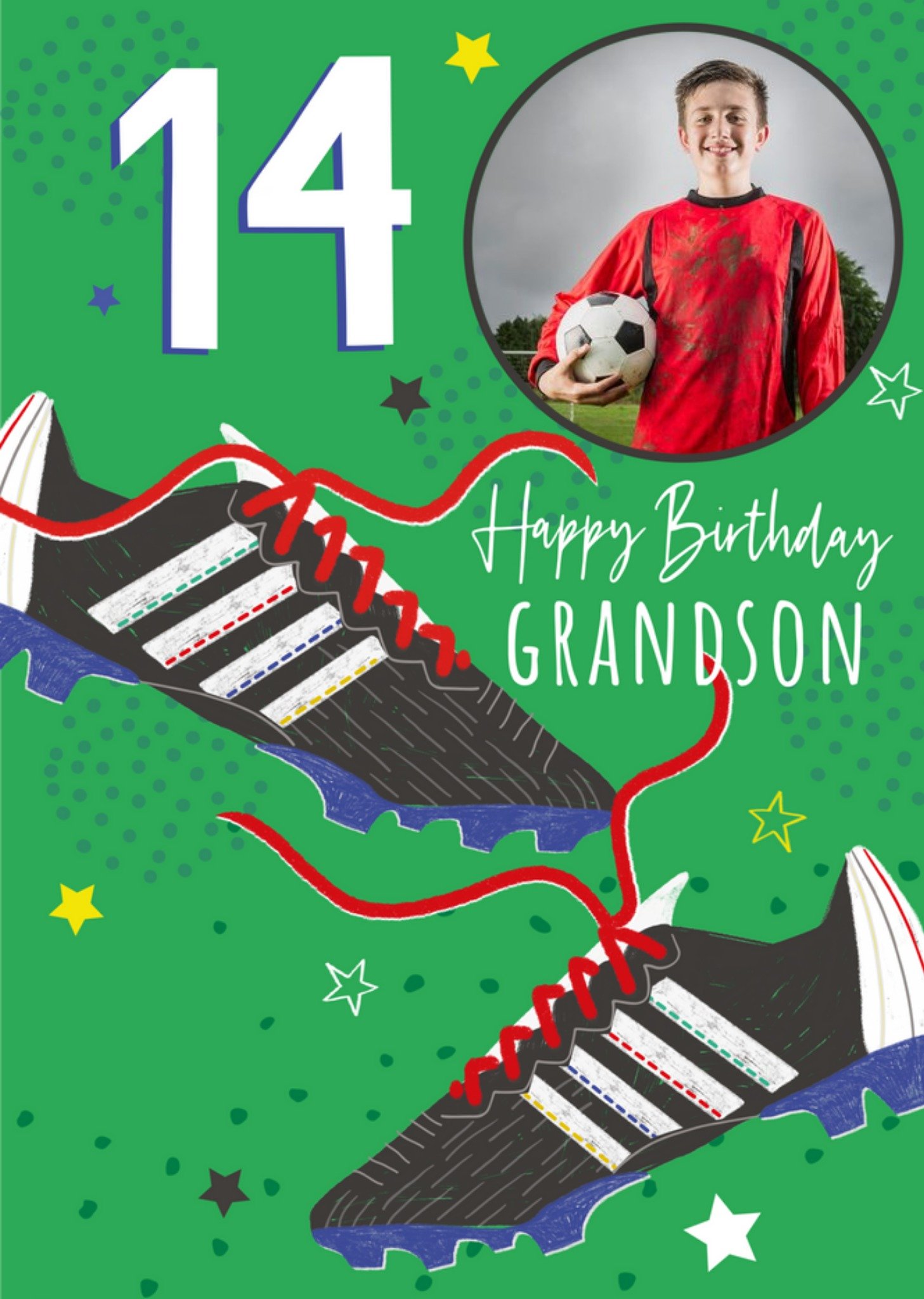 Moonpig Football Shoes Personalise Age And Photo Upload Birthday Card Ecard