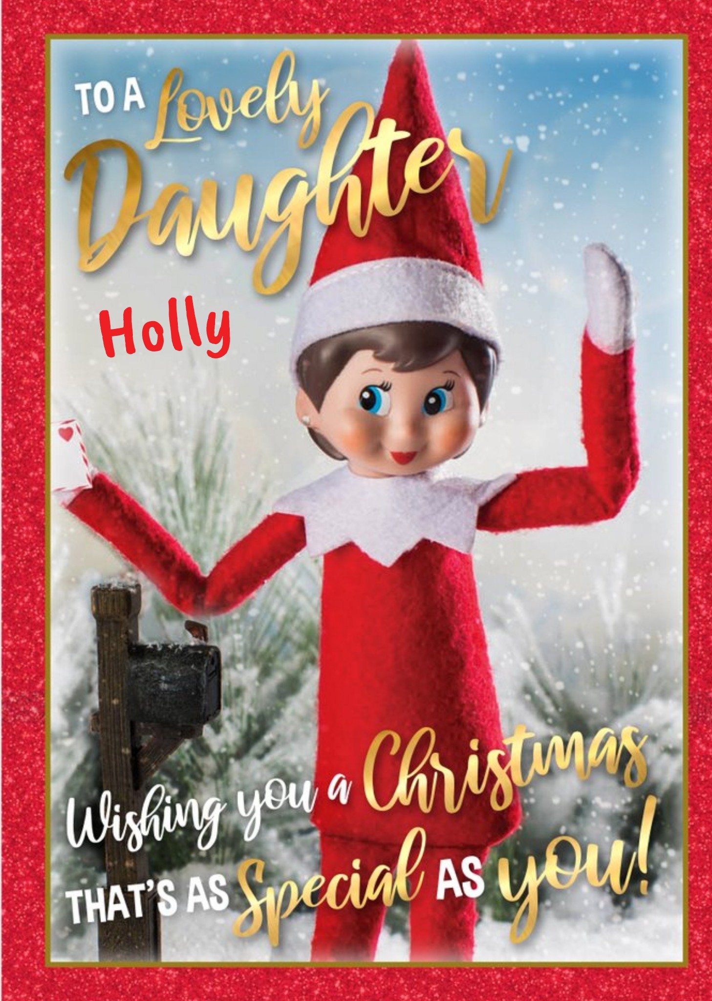Moonpig Elf On The Shelf To A Lovely Daughter Christmas Card Ecard