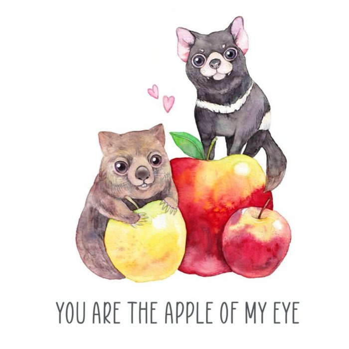 Watercolour Illustrated You Are The Apple of My Eye Card 