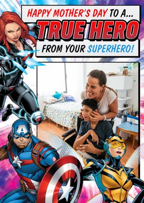 True Hero Avengers Photo Upload Mother's Day Card