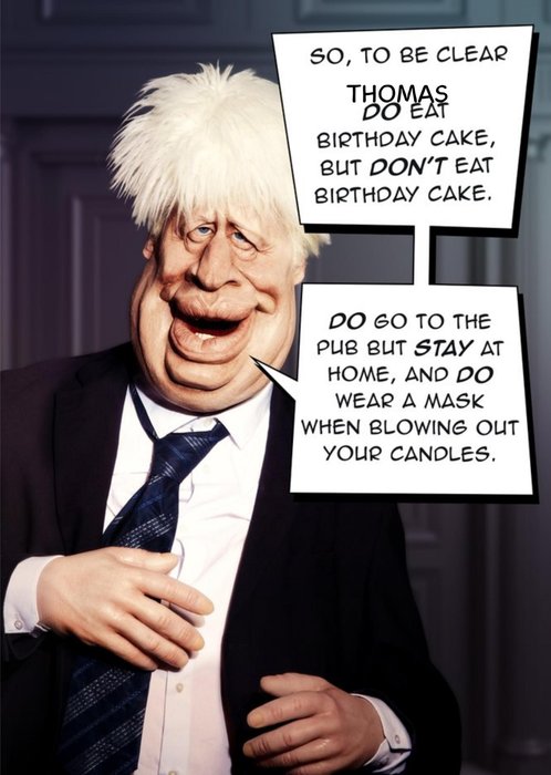 Spitting Image Boris Johnson Do Eat Cake But Dont Eat Cake Card