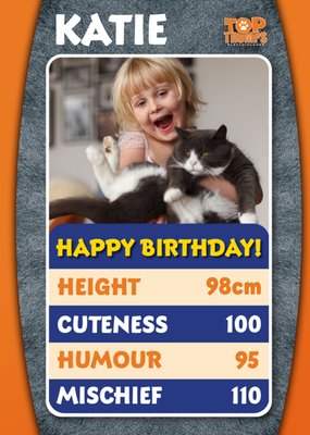 Top Trumps Cat Facts Photo Upload Birthday Card