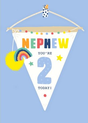 Illustrated Flag Bunting Nephew Youre Two Today Birthday Card