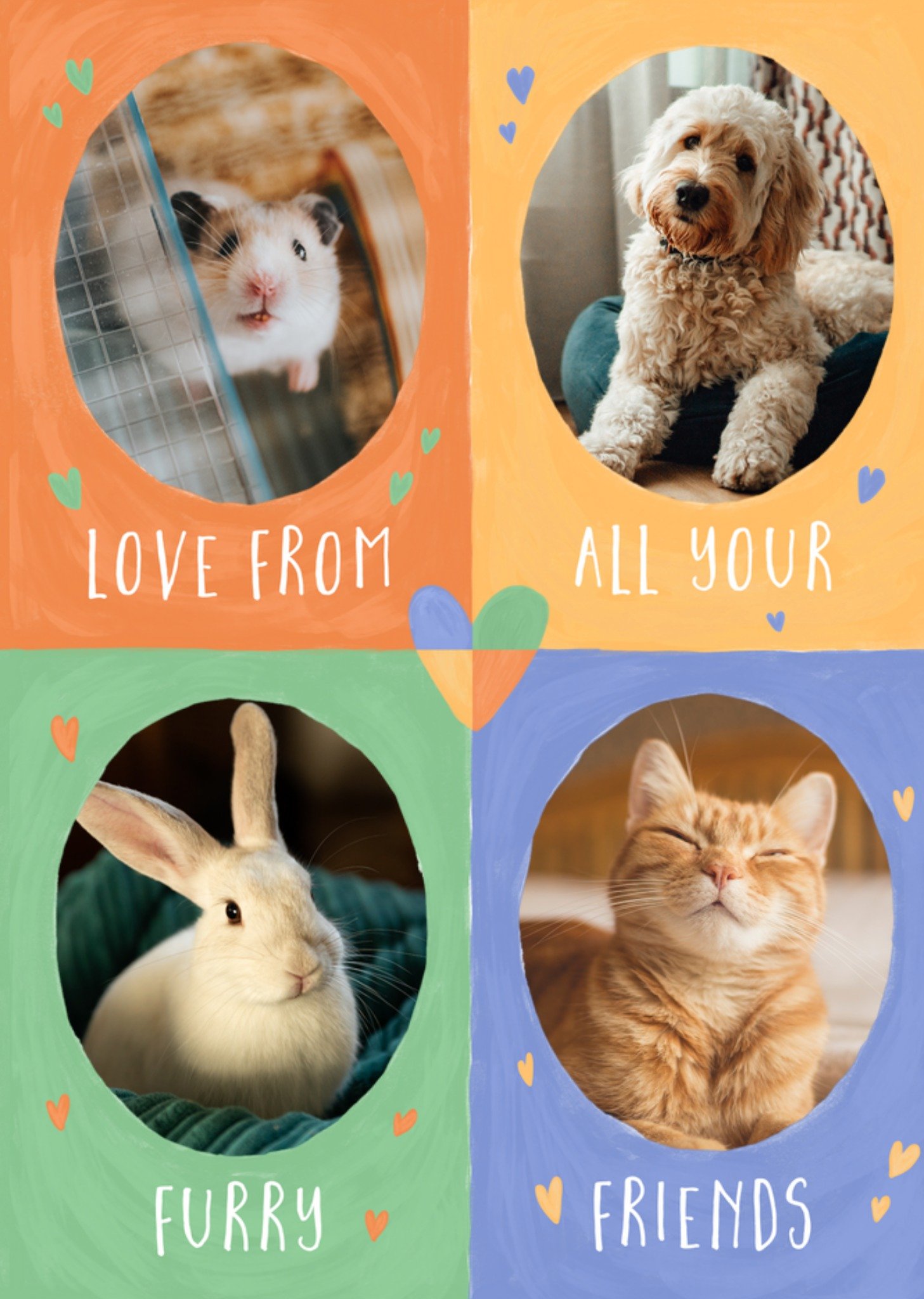 Love From All Your Furry Friends Photo Upload Birthday Card Ecard