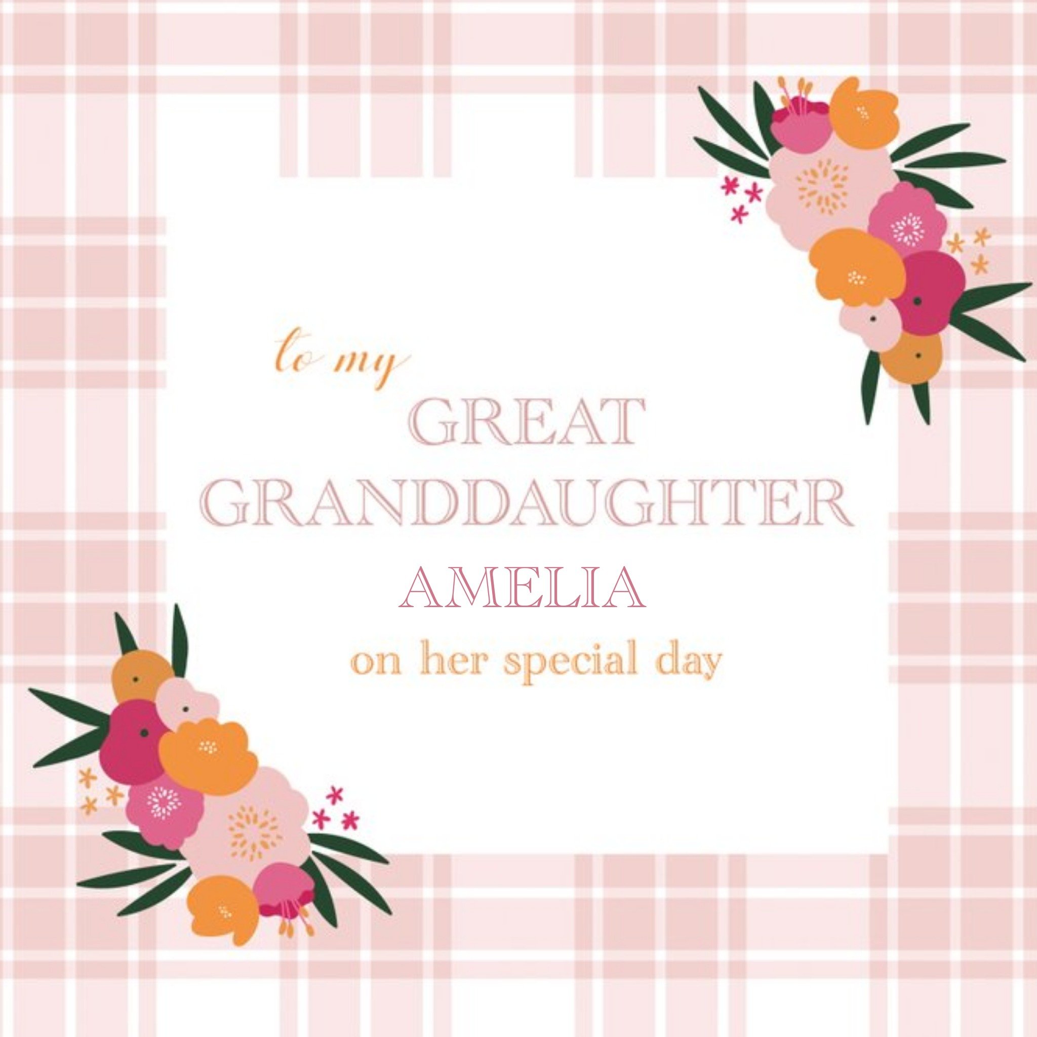 Moonpig Lr Studio Bright Teen Floral Illustrated Trendy Great Granddaughter Card, Square