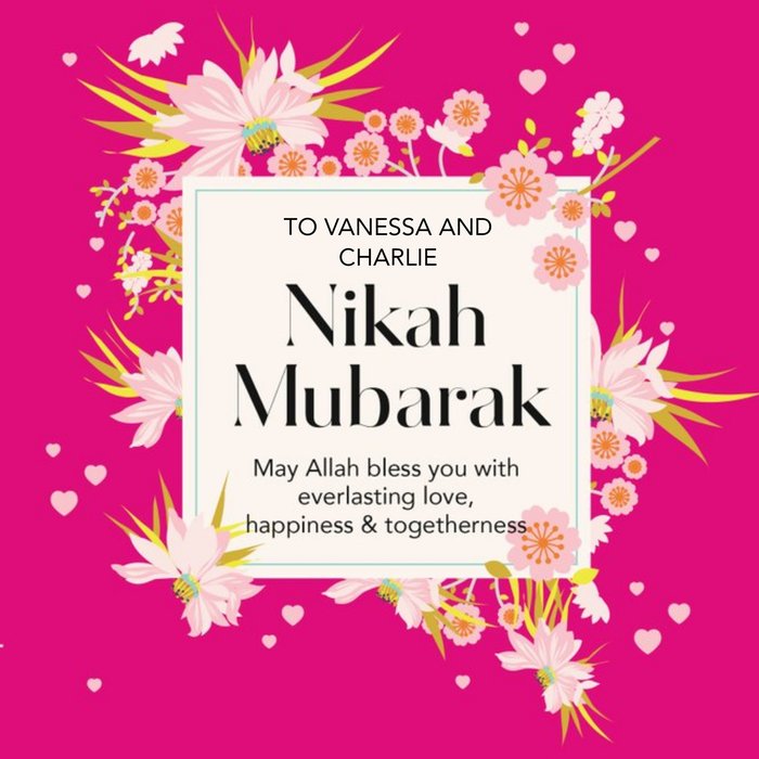 Floral Nikah Mubarak Marriage Ceremony Card