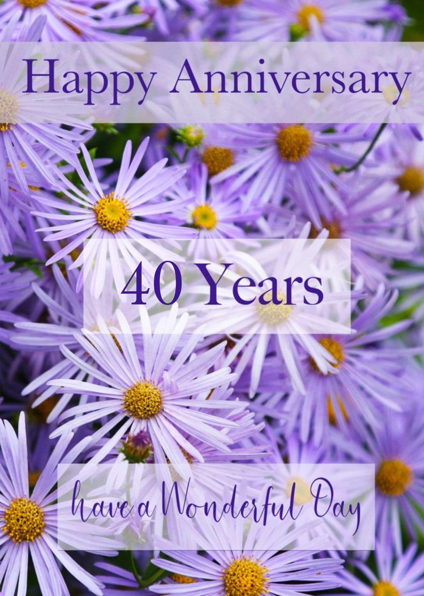 Photographic Bed Of Purple Flowers Personalise Year Anniversary Card Ecard