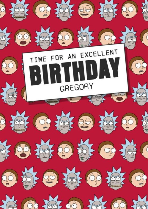 Rick And Morty Patterned Excellent Birthday Card From Adult Swim