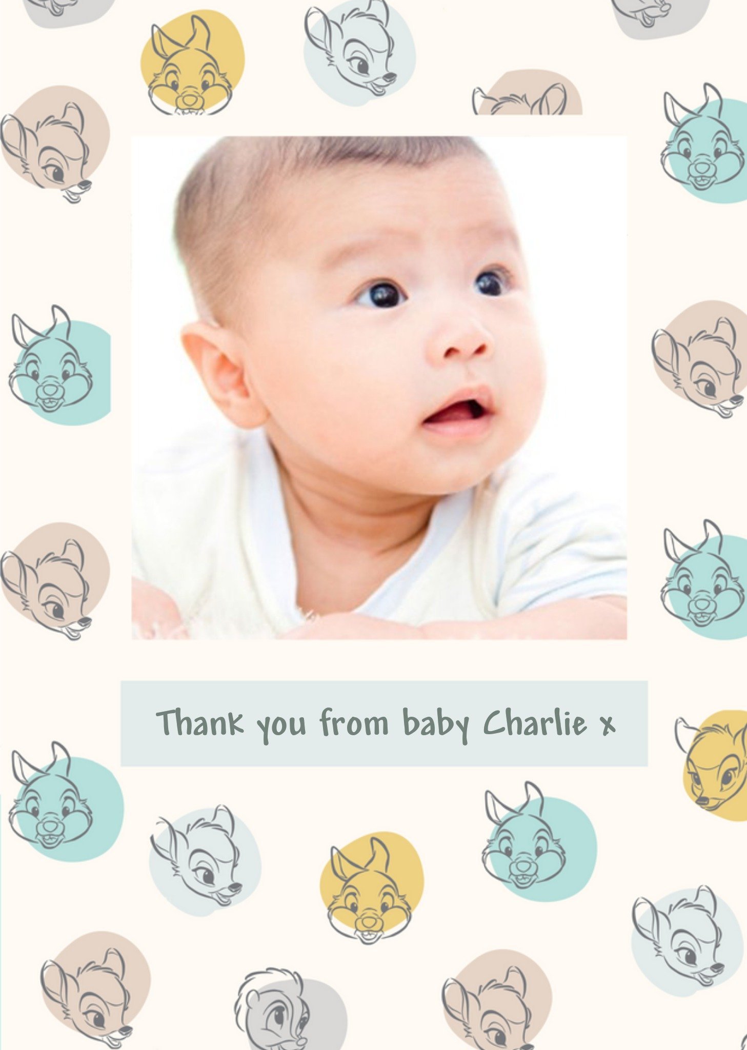 Disney Thumper Bambi Thank You From Baby Boy Photo Upload Card Ecard