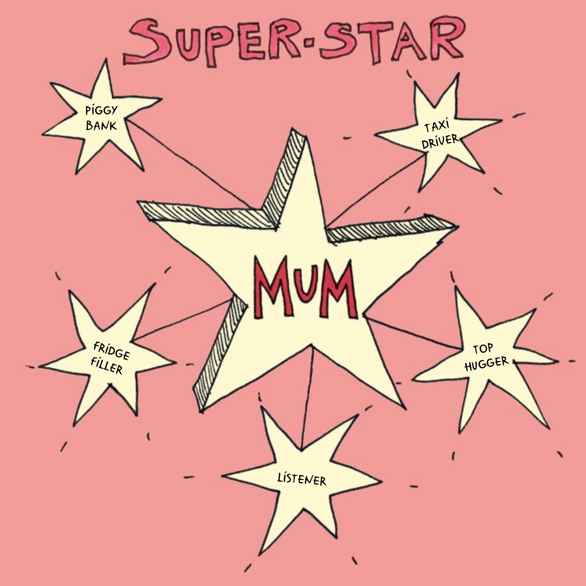 Moonpig Mother's Day Card - Superstar Mum, Large