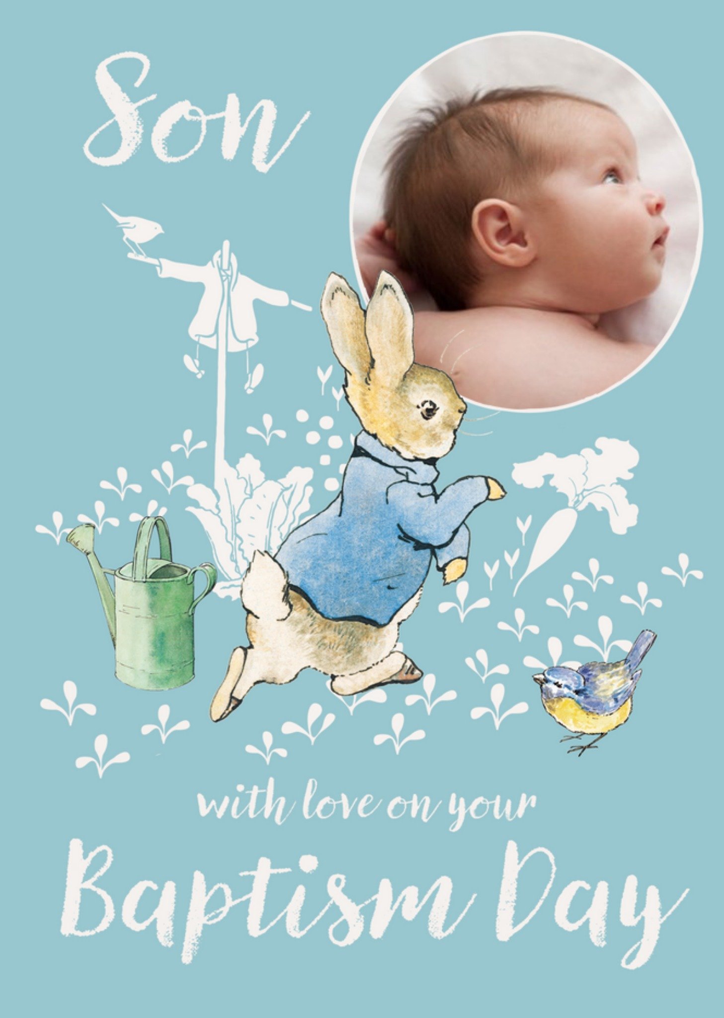 Beatrix Potter Peter Rabbit Illustration Son Baptism Photo Upload Card Ecard