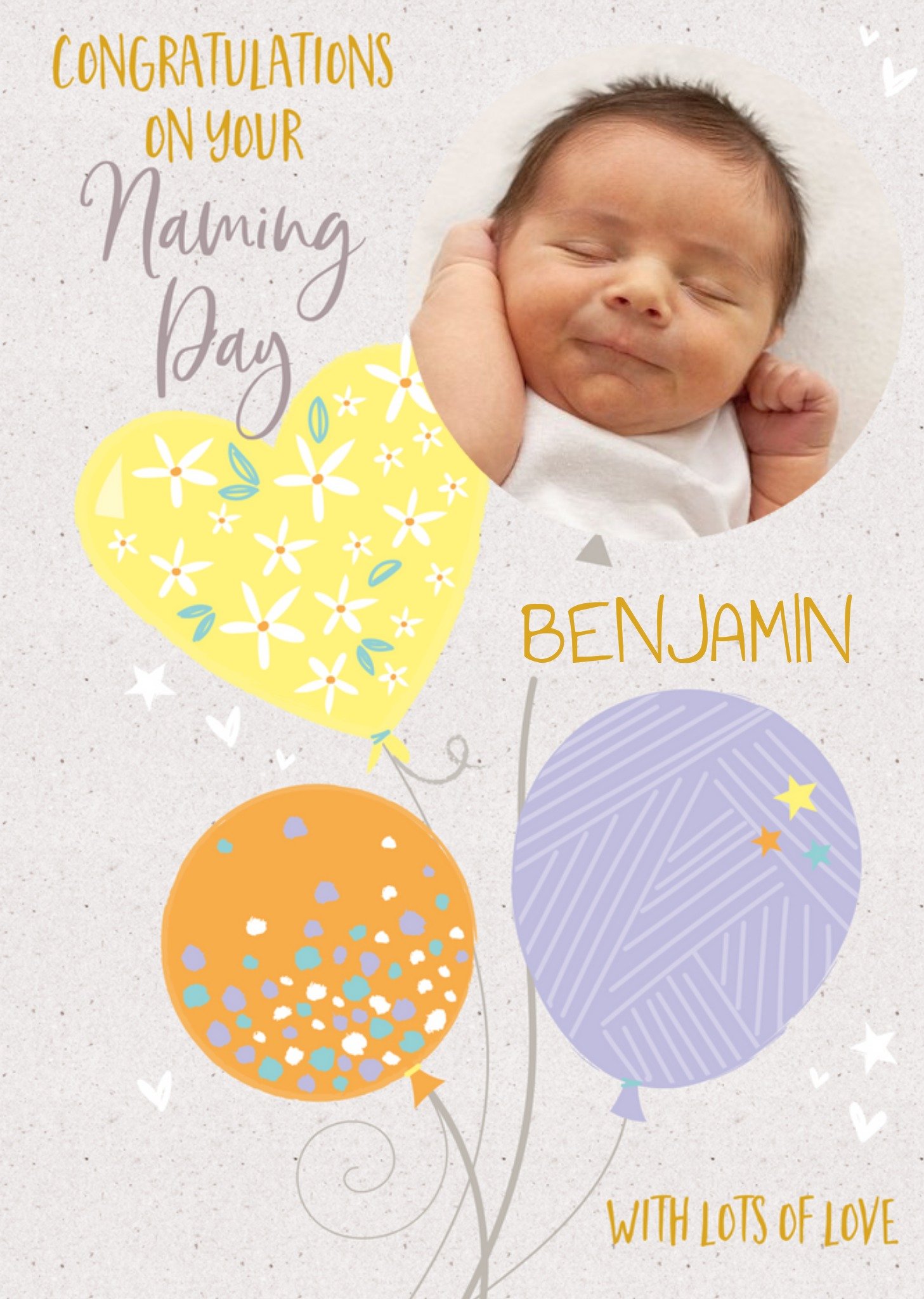 Ling Design Illustration Of Colourful Balloons On Textured Paper Naming Day Photo Upload Card Ecard