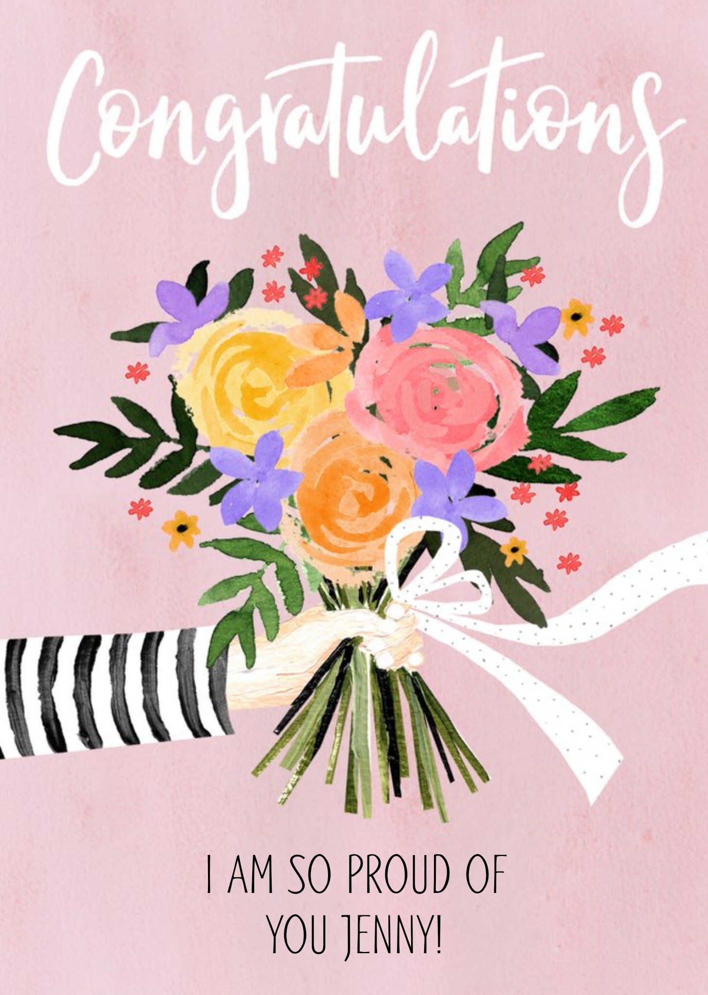 Okey Dokey Design Floral Illustrated Customisable Congratulations Card Ecard