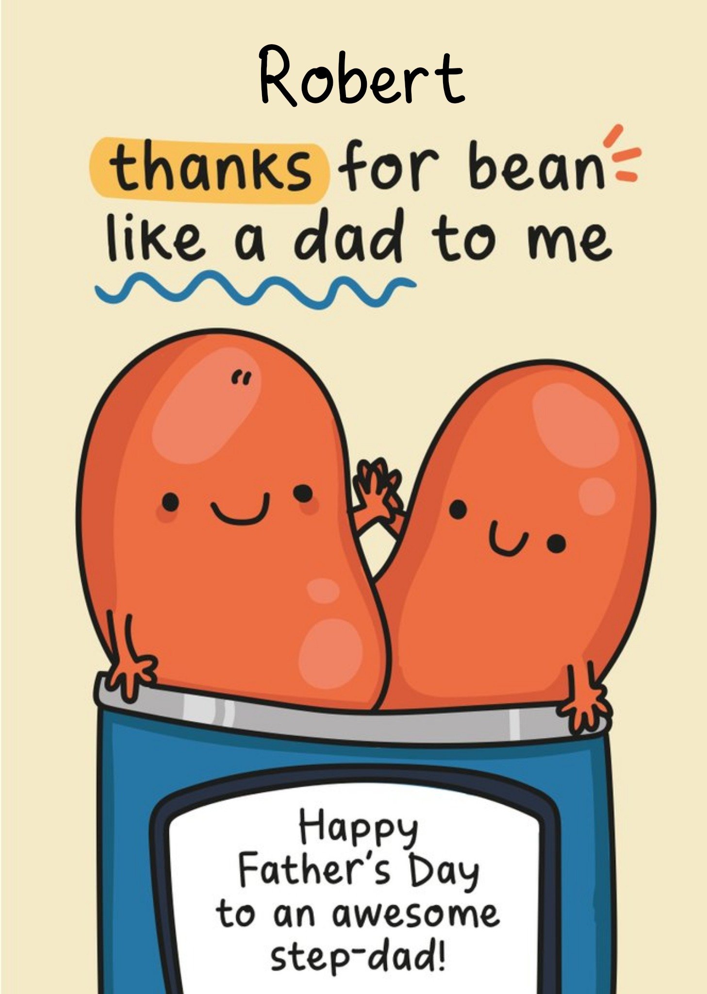 Moonpig Illustration Of Baked Beans Step-Dad Father's Day Card Ecard