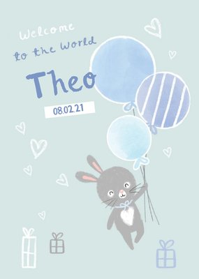 Cute Rabbit Welcome To The World New Baby Boy Card