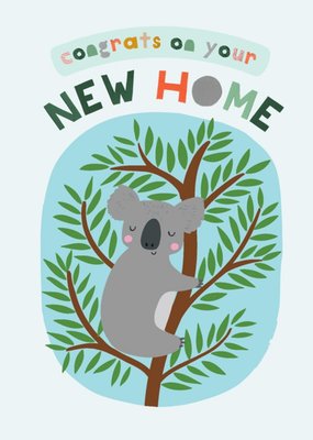 Bright Colourful Illustration Of A Koala Bear Congrats On Your New Home Card