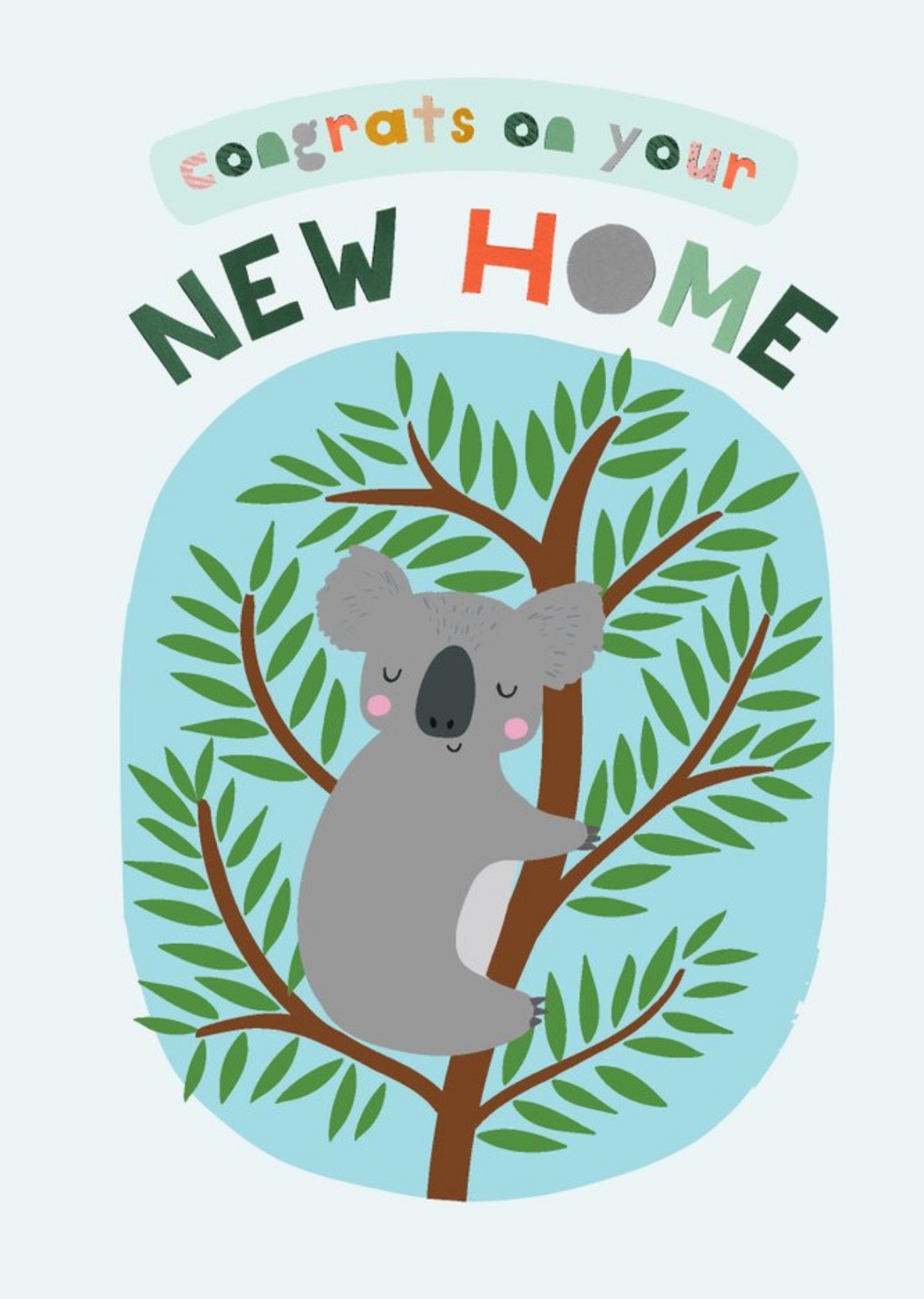 Moonpig Bright Colourful Illustration Of A Koala Bear Congrats On Your New Home Card Ecard