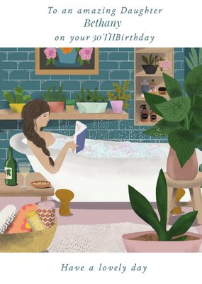 Illustrative Bubble Bath Personalised Daughter Birthday Card