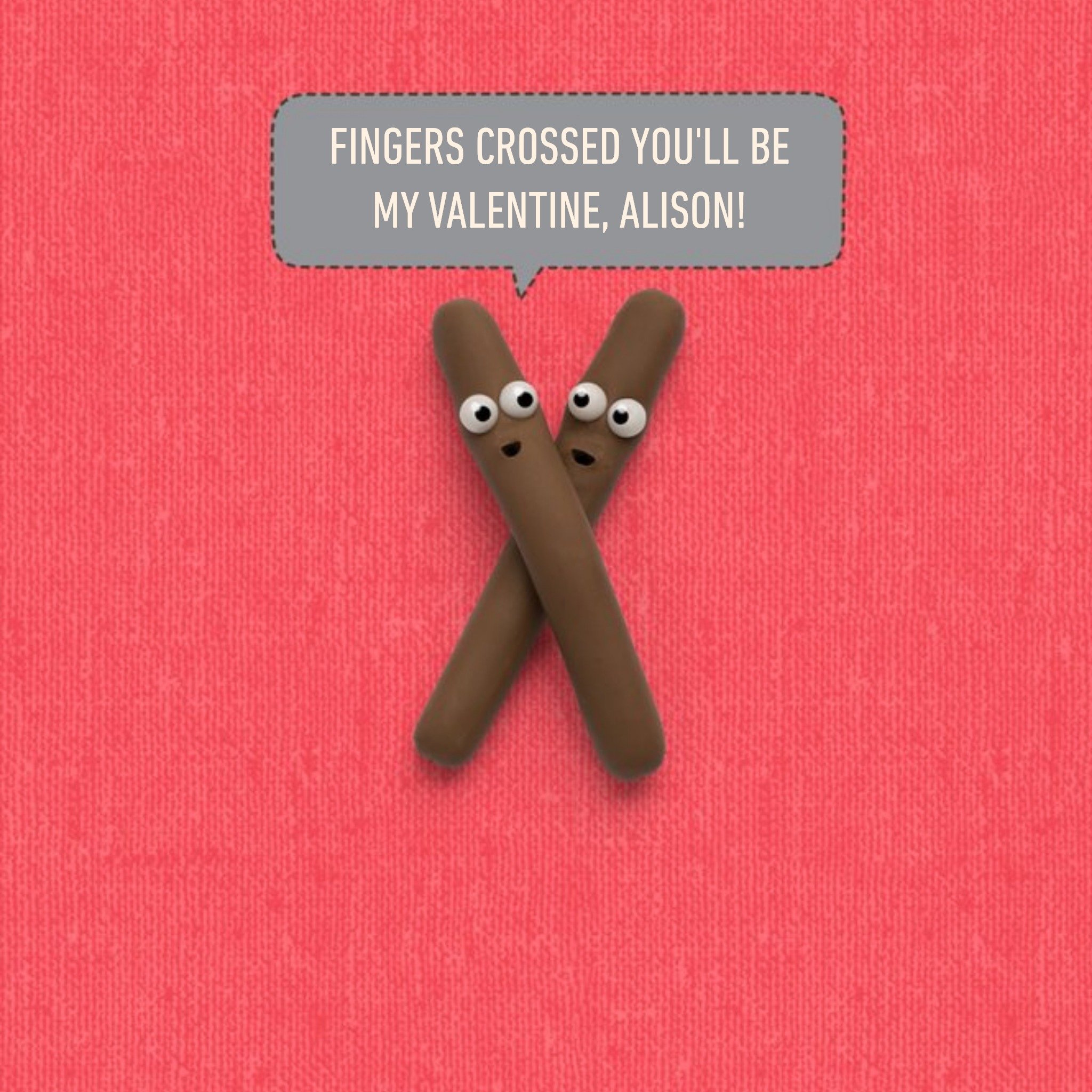 Moonpig Personalised Chocolate Fingers Crossed You'll Be My Valentine Card, Large