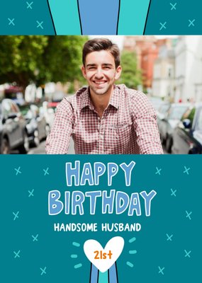 Typographic Husband Photo Upload Birthday Card