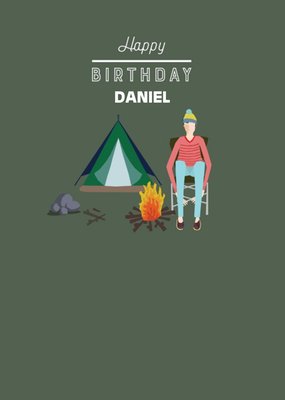 Traditional Illustrated Camping Birthday Personalised Card