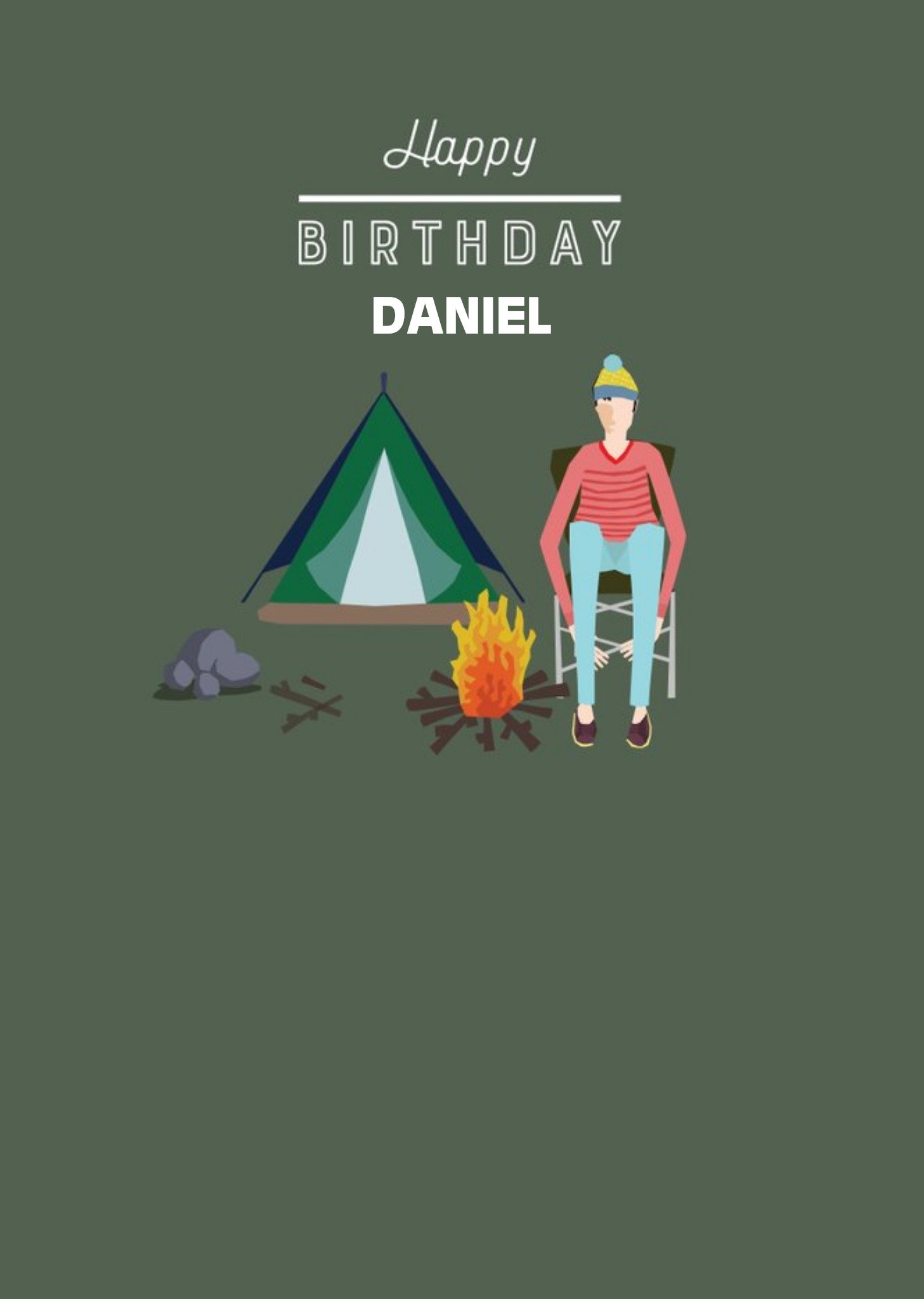 Moonpig Traditional Illustrated Camping Birthday Personalised Card Ecard