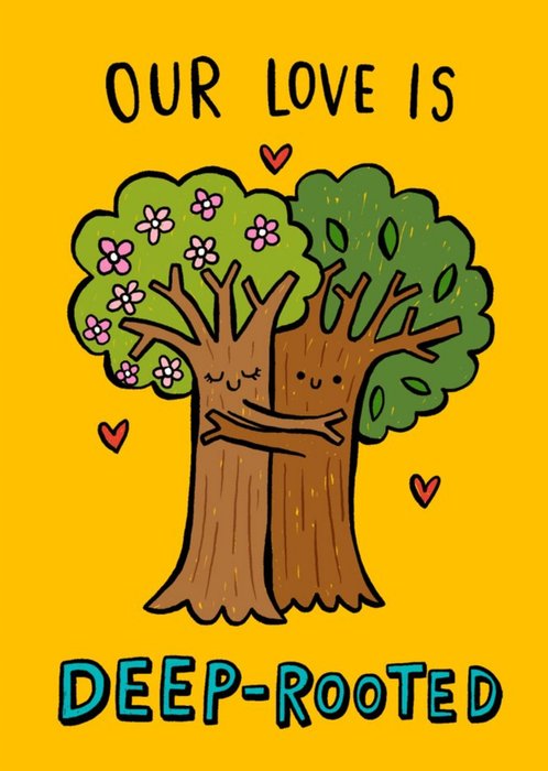 Cute Couple Of Embracing Trees Happy Adult Card