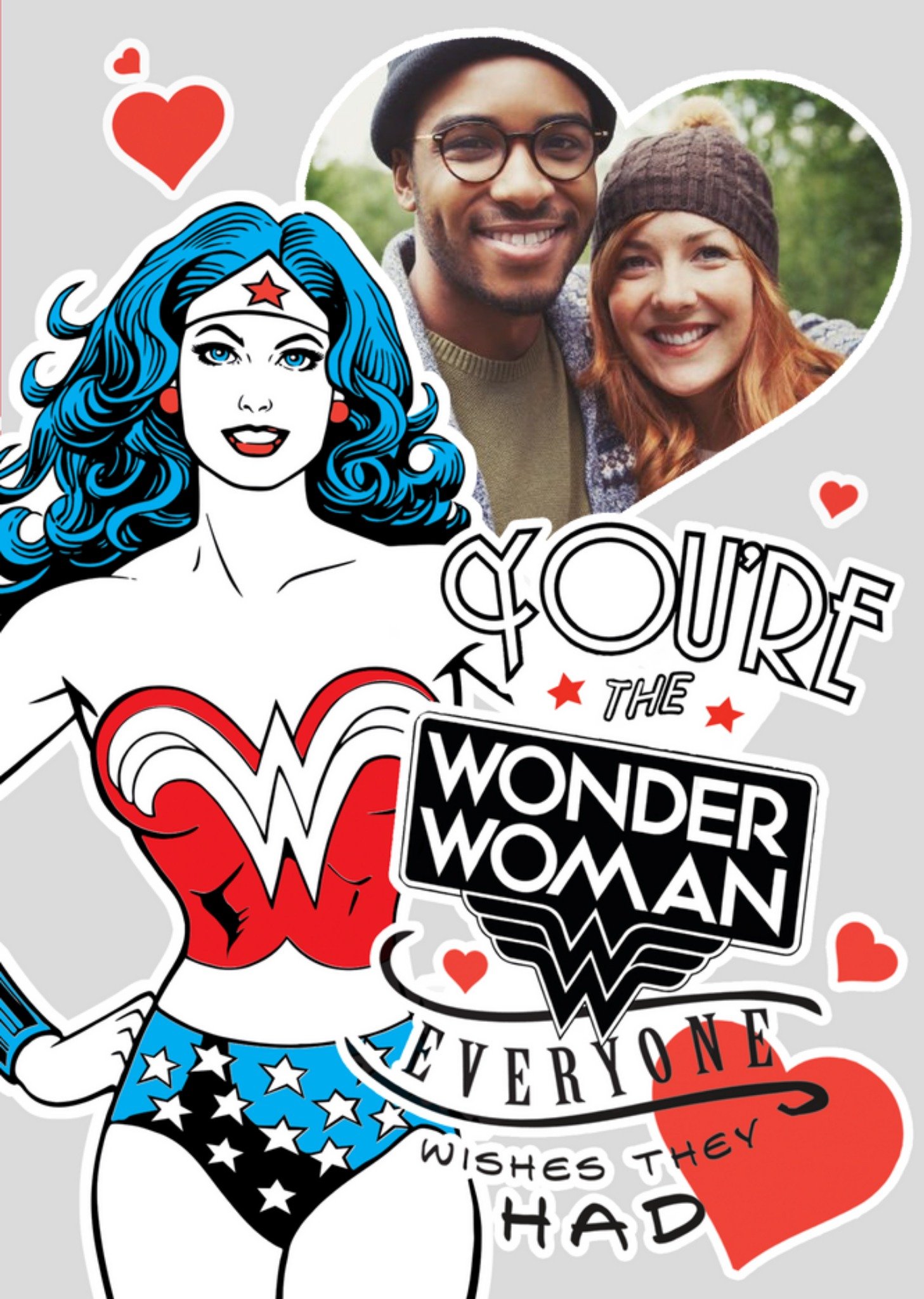 Other Wonder Woman Photo Upload Valentine's Day Card, Large