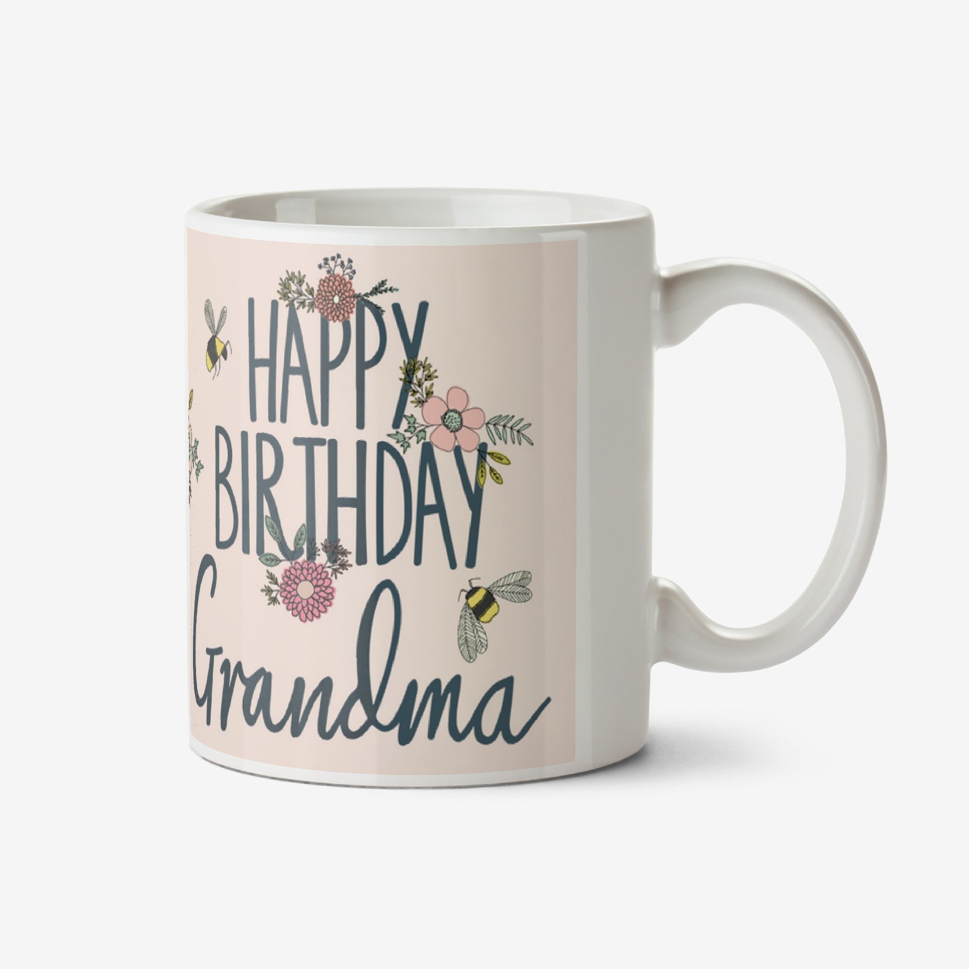 Moonpig Pretty Flowers And Bees Photo Upload Birthday Mug For Grandma Ceramic Mug