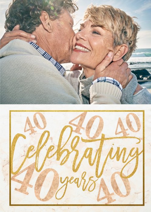 Gold Glitter Our 40Th Anniversary Photo Upload Card