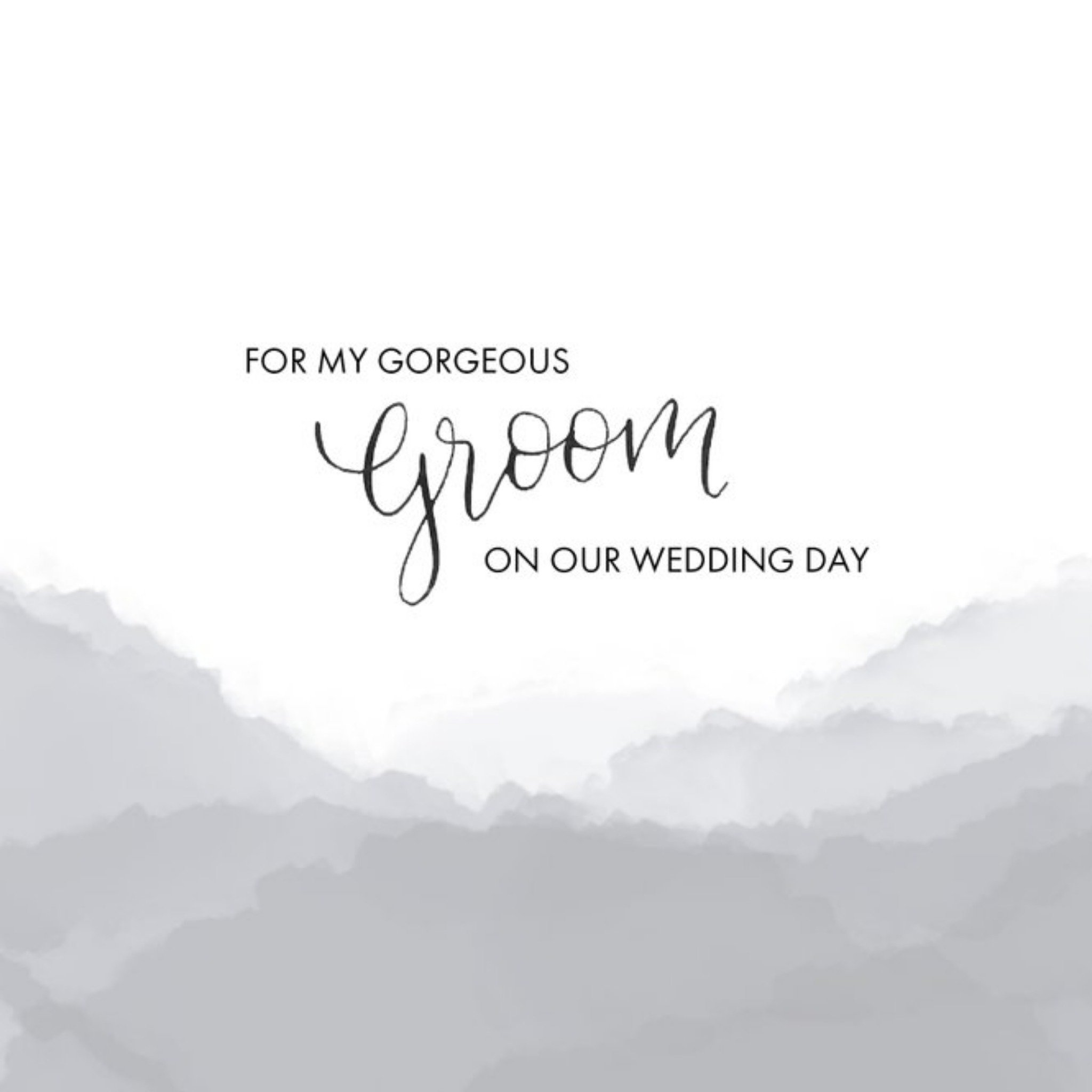 White And Grey Rolling Hills Personalised Wedding Day Card For Groom, Square