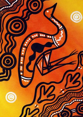Hogarth Arts Orange Illustrated Emu Aboriginal Art Print Card