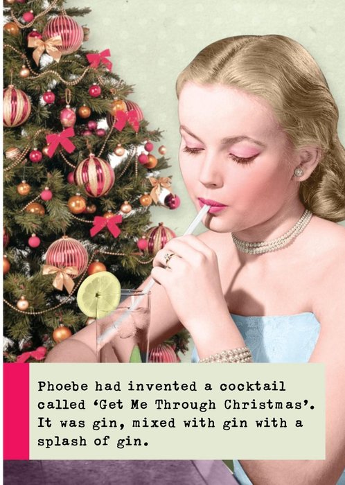 Gin Mixed With Gin Funny Retro Christmas Card